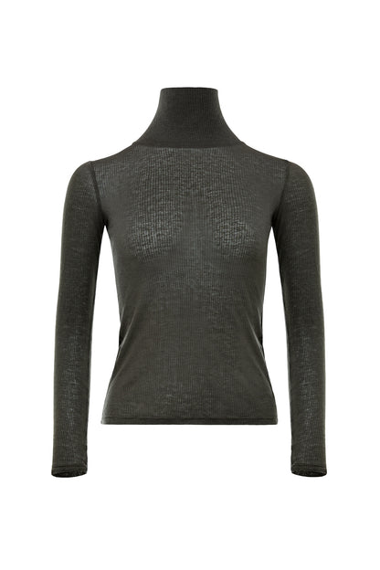 Silk-cotton turtleneck top