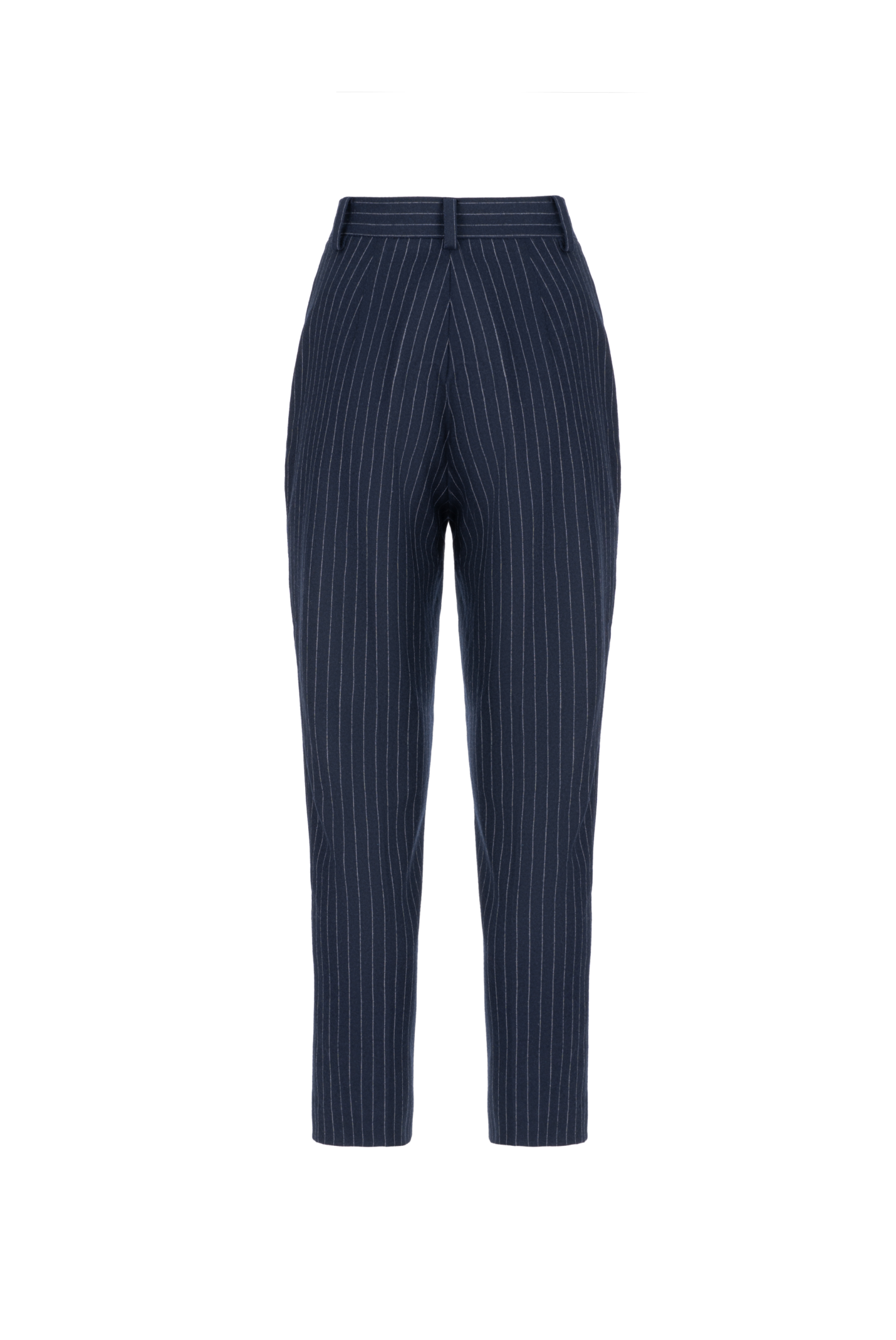 High waisted blue striped trousers